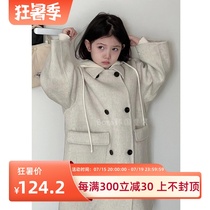 Bora Korean boys and girls thickened woolen coat autumn and winter clothing for small and medium-sized babies new fashion hooded coat