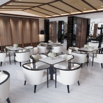 Sales office in talks with table and chairs New Chinese reception Guest House Solid Wood Sofa Clubhouse Hotel Lobby Light Lavish Furniture