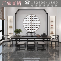 New Chinese white wax wood tea table and chairs combination minimalist office bubble tea table light luxury and live-in tea desk Business Tea House furniture
