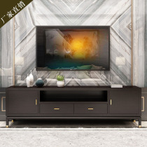 New Chinese Solid Wood TV Cabinet Colored Drawing Modern Living Room Floor Cabinet Hotel Villa Lockers Light Lavish Furniture Custom