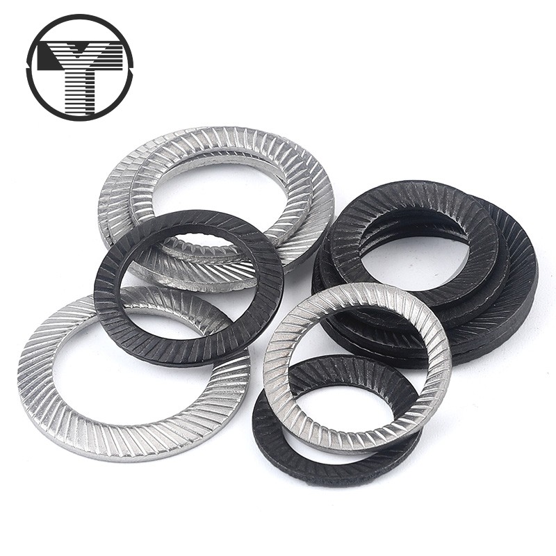 304 Carbon Steel Locking Spacer Stainless Steel Anti-Loose Washer Bifacial Teeth DIN9250 Butterfly Anti Slip M3-M42