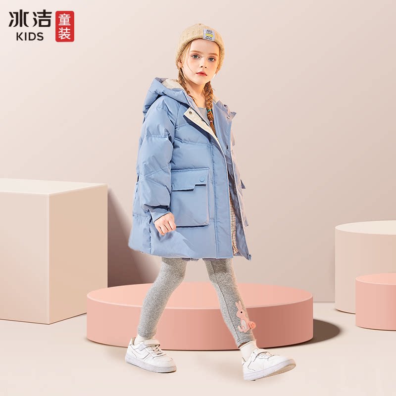 Ice - clean girl's down jacket 2022 new childhood long - wind - proof coat for the large children