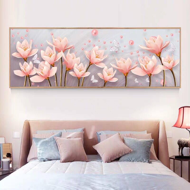 Diamond painting 2022 new cross embroidered living room full drill relief pink Yulan bedroom bedside painting point with diamond embroidery
