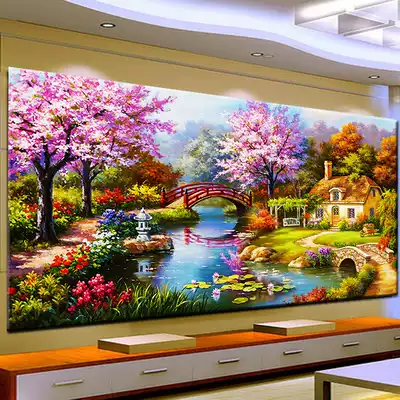 Diamond painting 2021 new cross stitch full diamond living room European high-end dream home landscape point patch diamond diamond embroidery