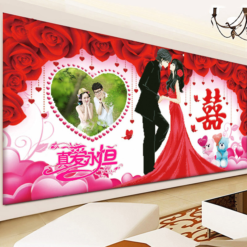 Diamond painting cross stitch 2021 new living room wedding bedroom wedding room couples wedding wedding diamond embroidery