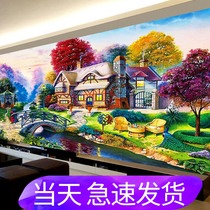  Diamond painting 2021 new 5d full diamond living room cross stitch pastoral cottage European style bedroom point paste diamond embroidery