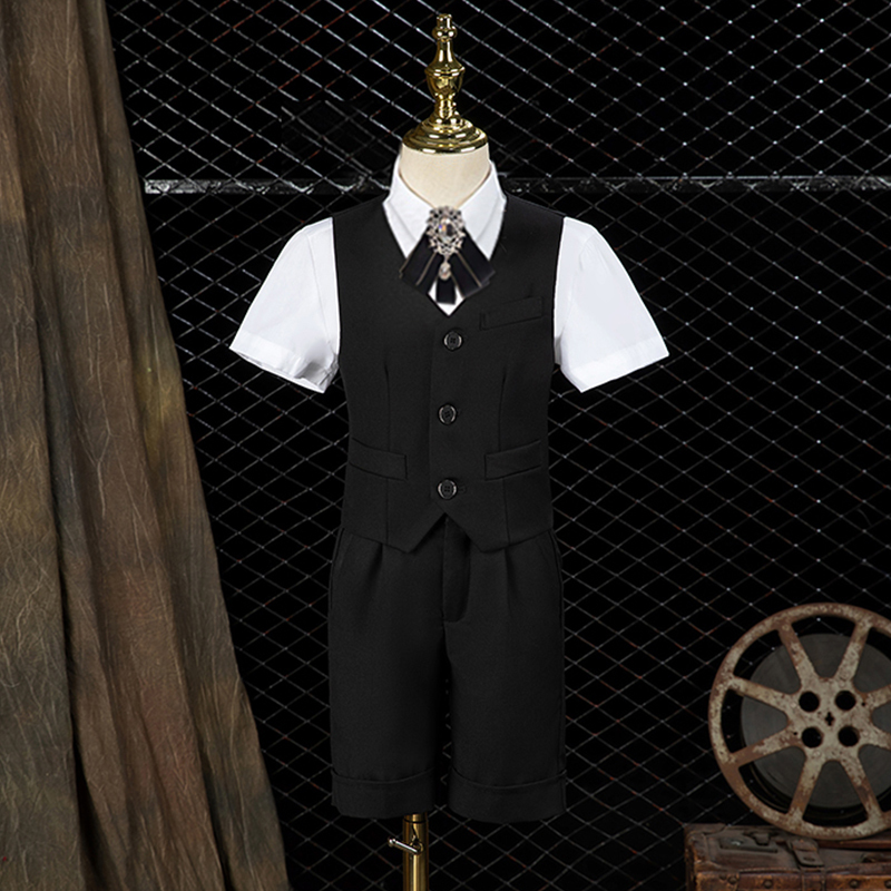 Children's Formal Wear, Boys' Suits, Summer Suits, Handsome British-Style Flower Boy Suits, Piano Performance Host Performance Costumes