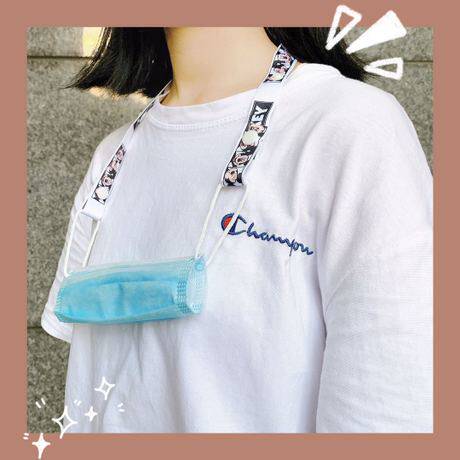 Length adjustable mouth and nose mask anti-lost lanyard fabric hanging neck chain double buckle Korea Cui Yuzhi children's colorful belt