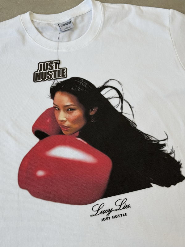 Liu Yuling Red Fist Short-Sleeve T-Shirt Lucy Liu Pure Cotton Heavyweight Small Neckline American Style Print
