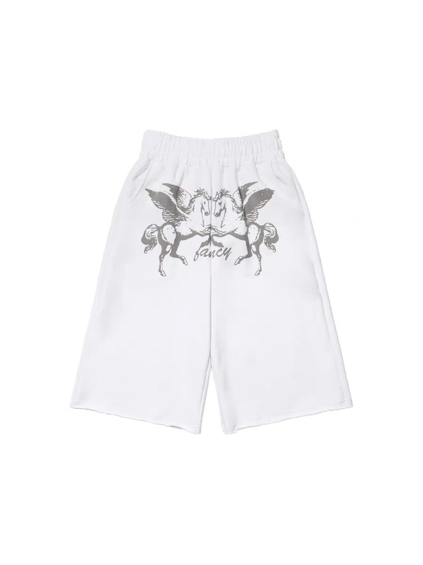 26 Summer Korean Designer Pegasus Rivet Loose-Fitting Sports Bermuda Shorts