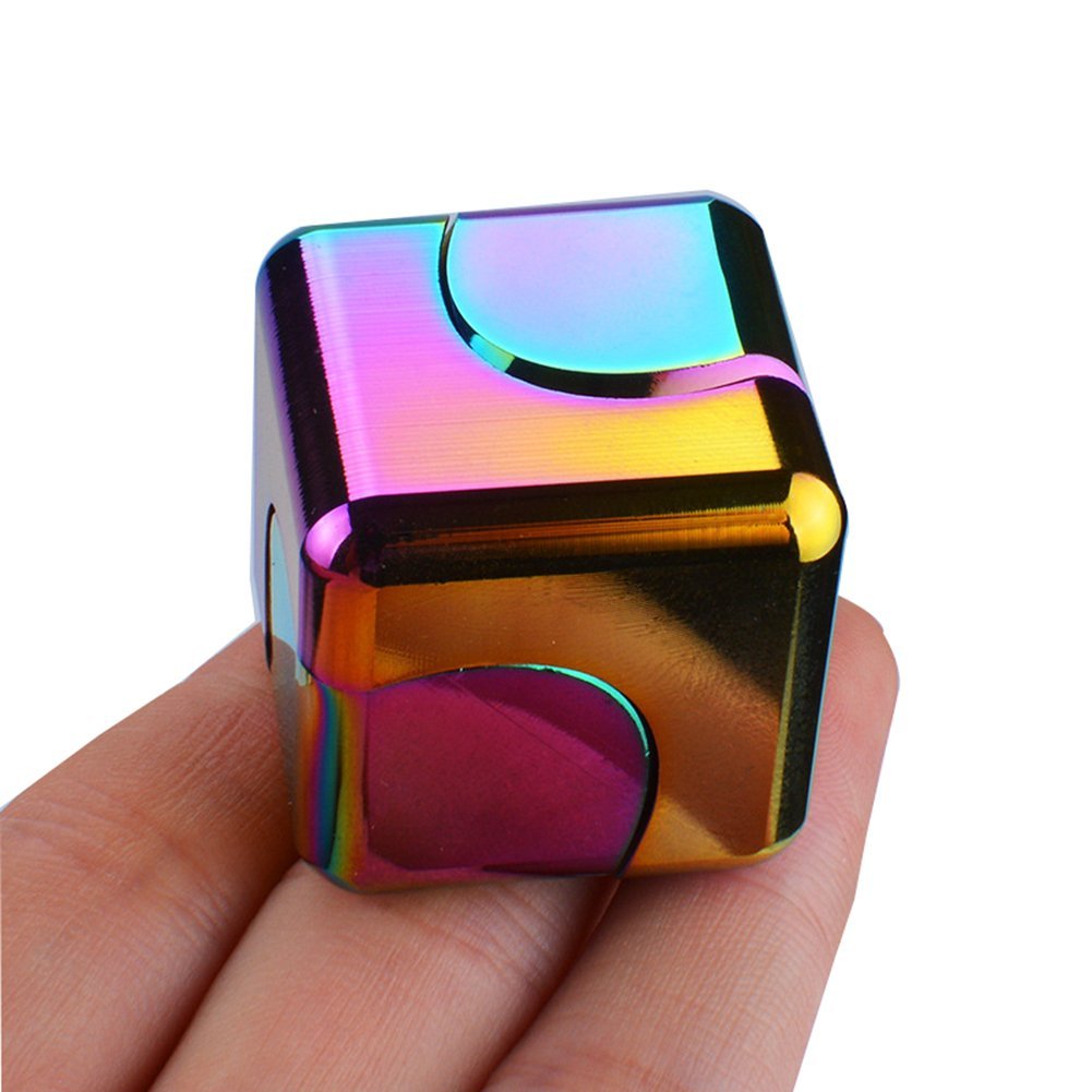 Fingertip Tops Spin Metal Dazzling Magic Cube Small Square Finger Tops Square Toy Adult Decompression God
