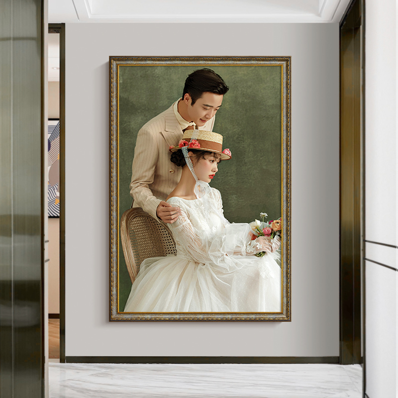 Wedding Photo Frame, Entrance Hall Grid 30 40inch Large Size Wedding Photo Enlargement Print for Wall Hanging in Living Room Corridor
