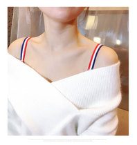 College style three-color bra with open shoulder shoulder strap can be exposed one-piece collar transparent invisible underwear with large chest shoulder strap