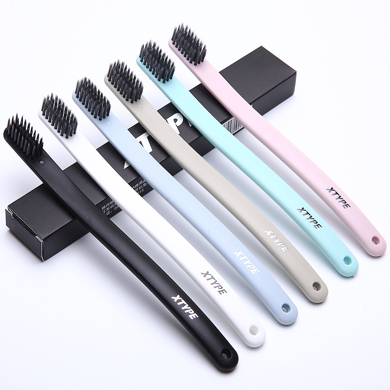 Ultra-fine soft hair adult family mounted couple toothbrush Small head bamboo charcoal household toothbrush 6 pcs