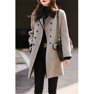 Woolen Coat for Women, Thickened for Autumn and Winter 2025, New Style, Elegant, Loose Fit, Slimming, High-End Feel, Double-Sided Woolen Overcoat