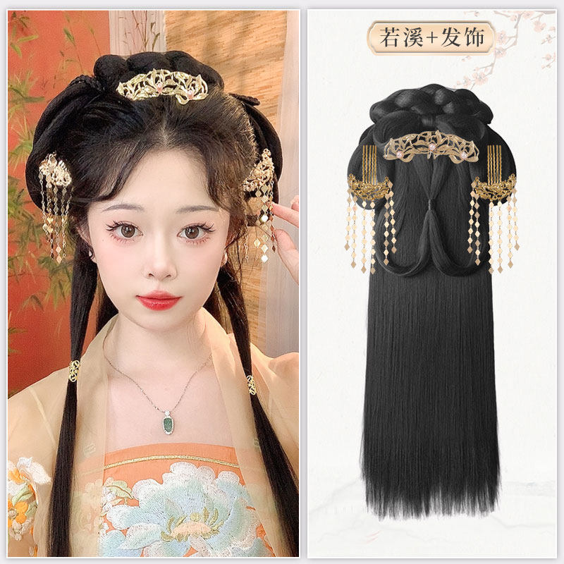 古风魅力重现,让你瞬间变身古代美人👸 - 汉服头饰假发一体式懒人发箍全套发饰古风盘发发髻造型古装垫发包-发包-淘宝好物网