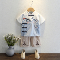 Han - clothing boy 1 summer 2 year old child short - sleeve Chinese wind - coat Chinese summer show children Tang dress