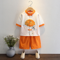 Han-clothed boy cotton summer improved short sleeves show Chinese wind show cotton shows baby summer dress childrens tanning dress