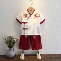 Han-suited boy summer school summer school short sleeve cotton Chinese windshow cotton show summer dress childhood