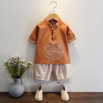 Han - suit boy summer dress 3 Chinese style 2 year old national school suit 4 baby thin summer cotton cotton show 1 childrens Tanghai