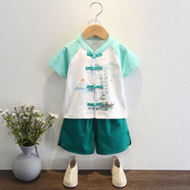 Han-suited boys performing national school summer short sleeves Chinese baby refreshing performance costume for children summer dress childrens Tangwear