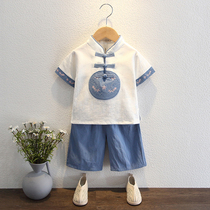 Han-suited boys kindergarten baby children in summer short sleeves Chinese wind show suit summer dress for summer childrens Tangwear