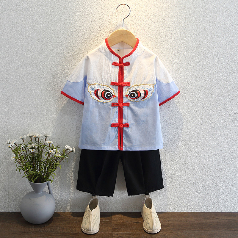 Han-clothed boy Summer Boy Summer Baby Chinese Short Sleeve Children Show Show Dress in China Wind Summer Dress Children Tangwear