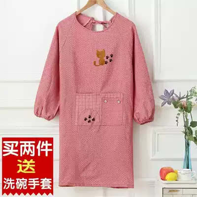 Foreign trade cotton Japanese thousand bird grid cloth patch cotton cotton long sleeve apron Kitchen home cover anti-fouling clothing