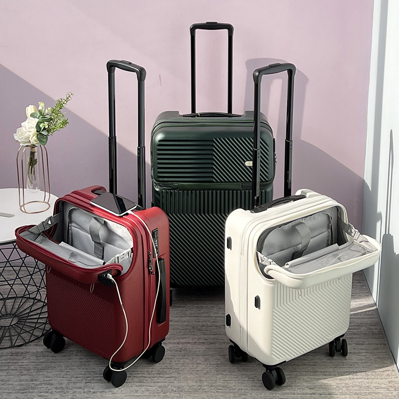 Front opening Multi-functional suitcase Women pc universal wheel password suitcase with charge pull-lever case male den case