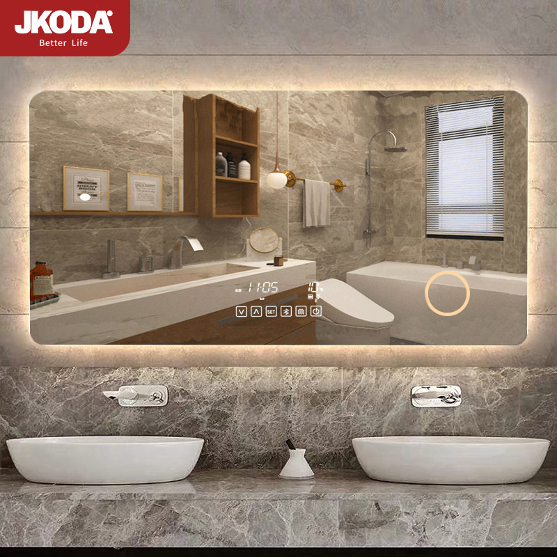 Wall-mounted bathroom mirror Smart mirror Powder room mirror Wall-mounted led anti-fog mirror Toilet makeup with light luminous mirror