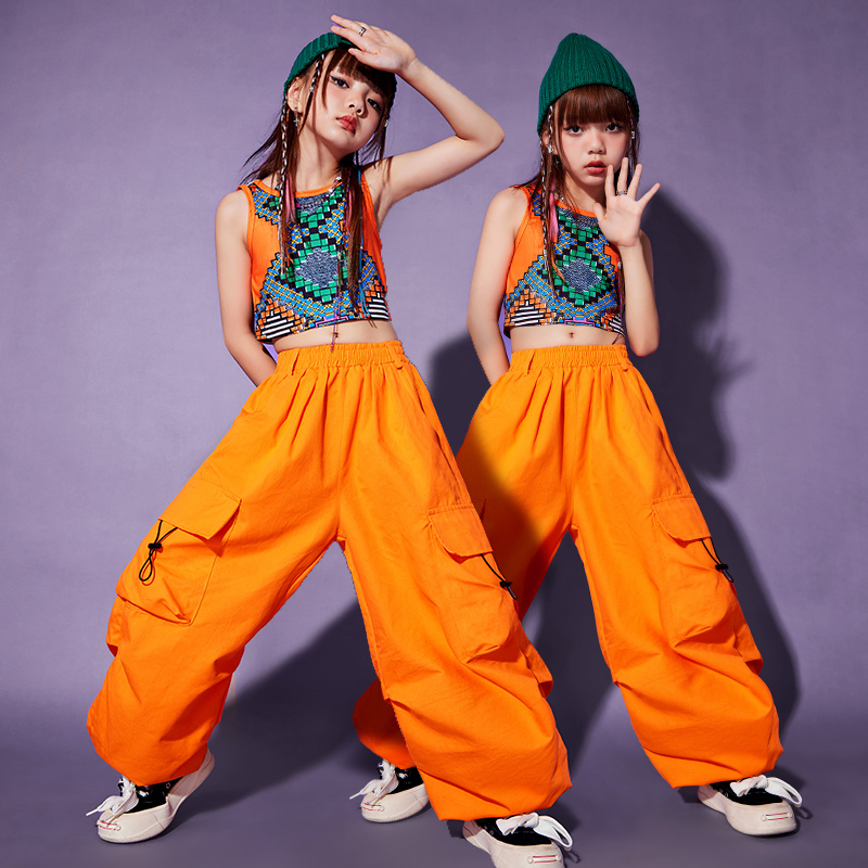 Children Jazz Dance Costumes Girl Hip Hop Street Dance Suit Truffle Clothing Walking Show JAZZ Acting Out the Fried Street Chaocao-Taobao