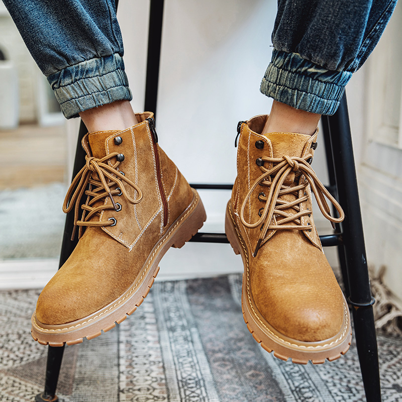 Summer Martin boots men's fleece net red super hot men's shoes British style desert rhubarb boots Chelsea short boots trendy brand