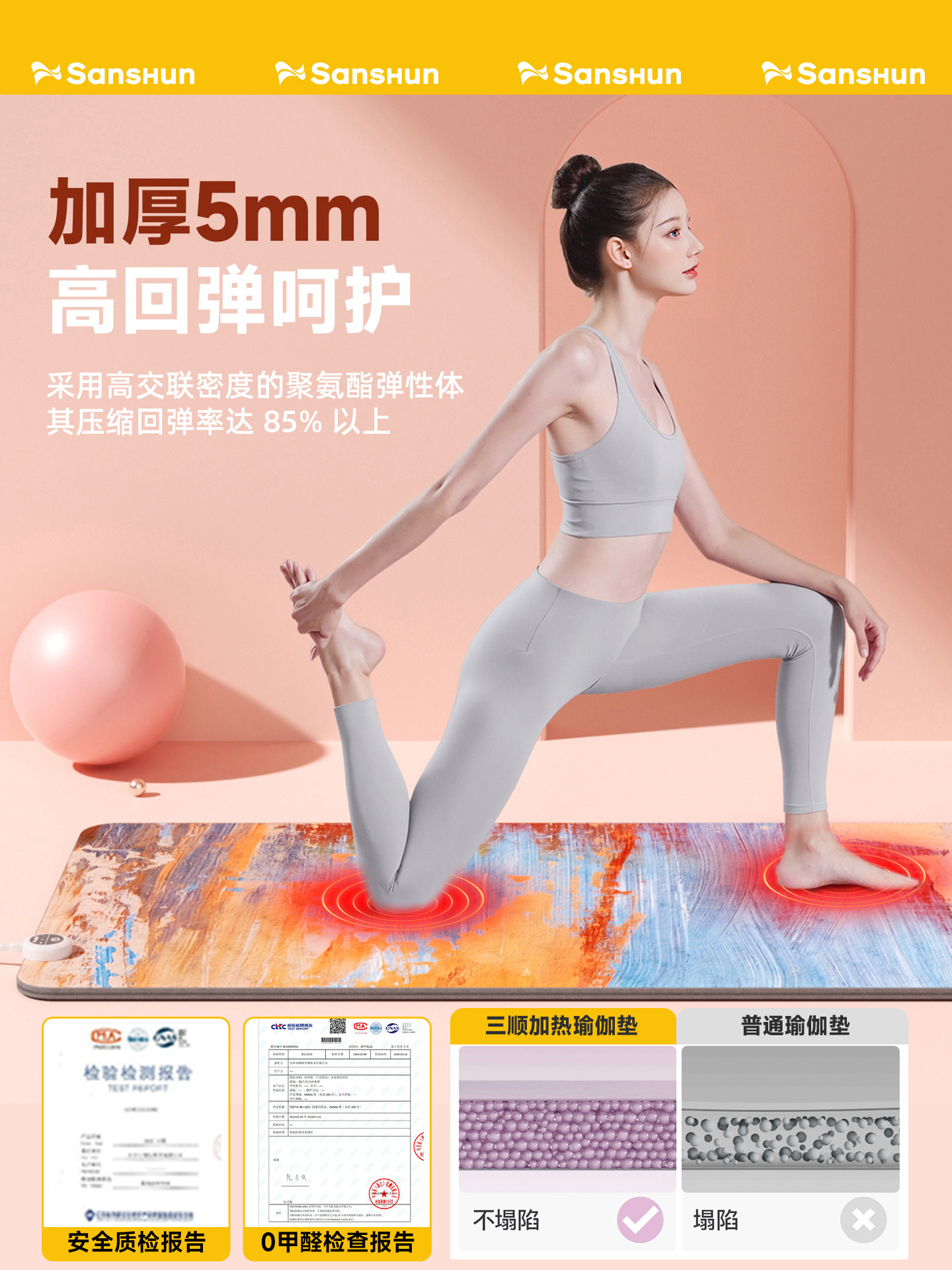2025 New Model Heated Yoga Mat Home Fitness Mat Thickened Widened Non-Slip Electric Heating Mat Floor Heating Pad Heating Pad