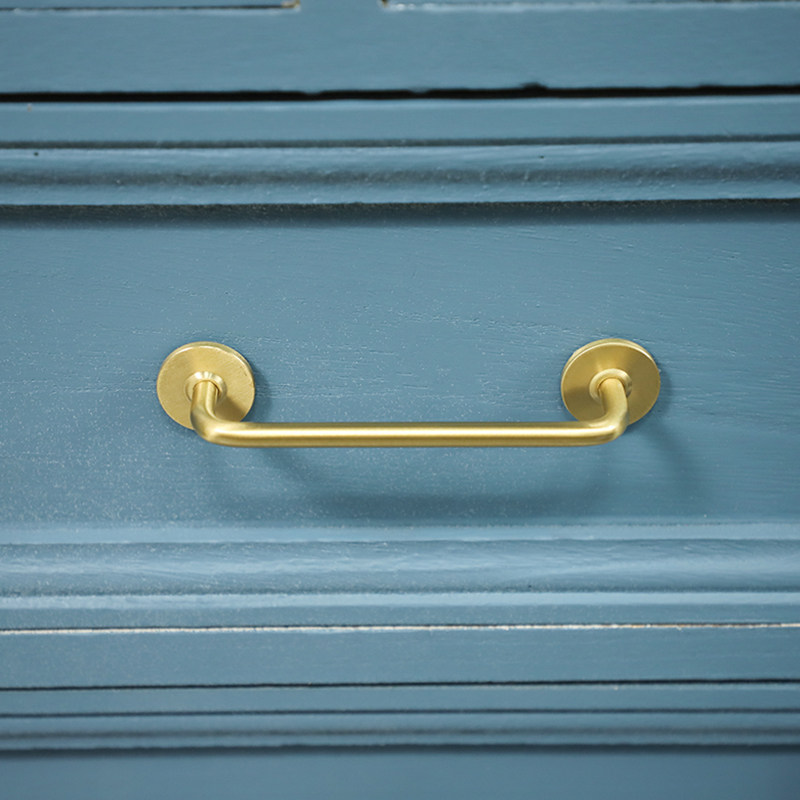 Nordic brass light and luxurious handle bookcase cabinet door wardrobe full copper double hole handle retro brief approbc pure copper gold handle