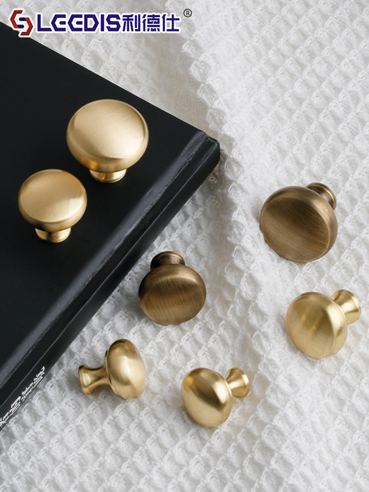 French-Style Light Luxury Single-Hole Brass Cabinet Door Wardrobe Handle, Antique-Style Round Wardrobe, Shoe Cabinet, Drawer Small Handle