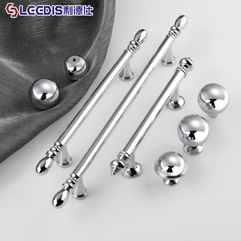 French-Style Shiny Silver Brass Cabinet Door Drawer Handle, Modern Minimalist Light Luxury Cream Style Cabinet Wardrobe Door Handle