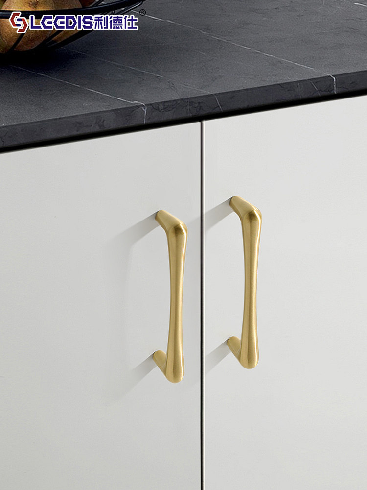 Modern Minimalist Light Luxury Brass Cabinet Wardrobe Handle French Cream Style Silver Gold Drawer Cabinet Door Handle
