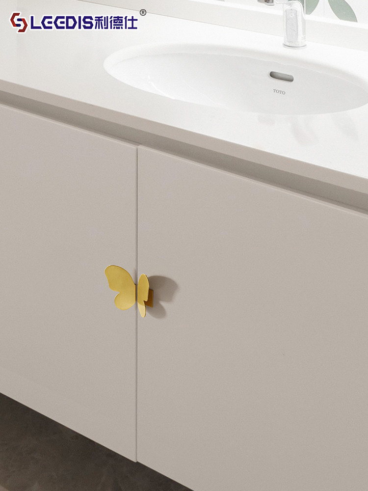 Personalized Brass Cabinet Door Handle, Creative Sunflower, Butterfly, Cat Paw, Ginkgo Leaf, Butterfly Drawer, Cabinet, Wardrobe Handle