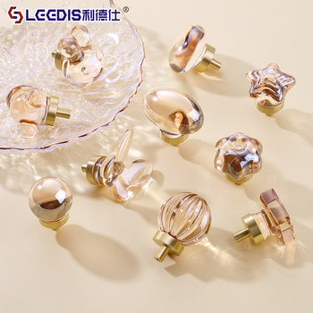 Modern Minimalist Light Luxury Crystal Dove Egg Cabinet Door Wardrobe Handle High-End Drawer Cabinet Brass Single-Hole Door Handle