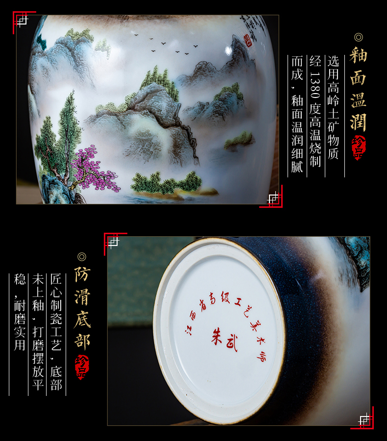 Jingdezhen ceramic vase hand - made vases, flower arrangement sitting room dried flowers, modern Chinese style household small ornament adornment