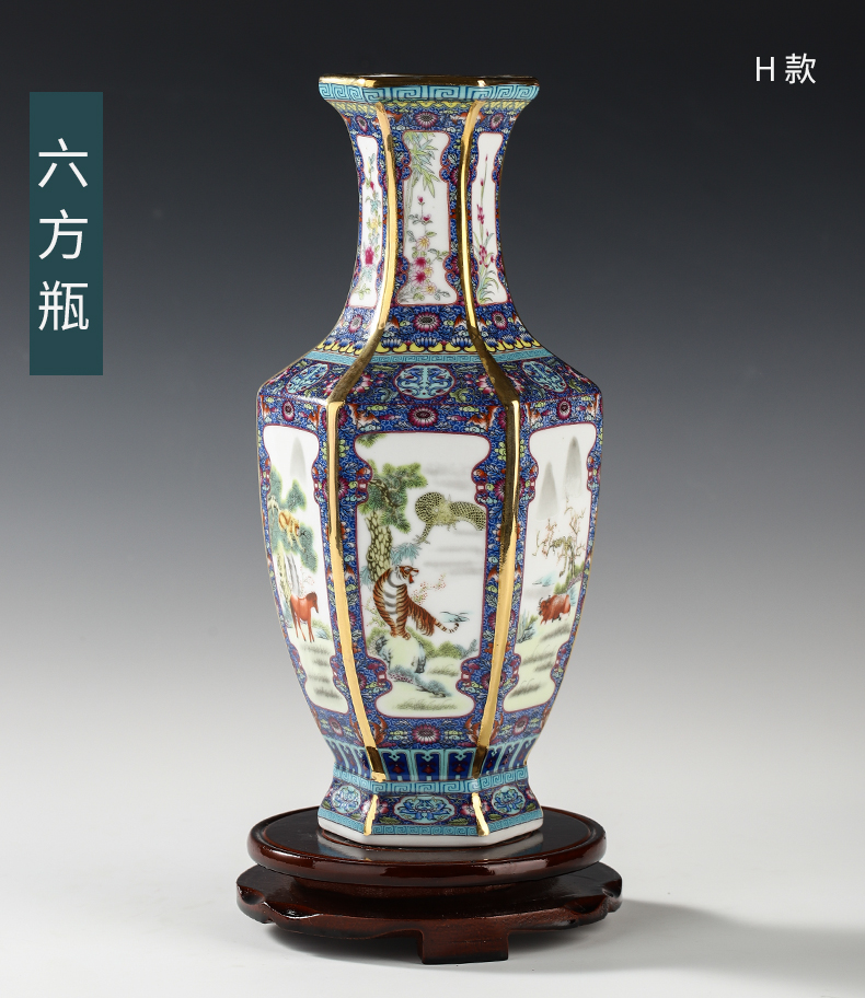 Archaize of jingdezhen ceramics enamel enamel vase Chinese sitting room porch place rich ancient frame ornaments