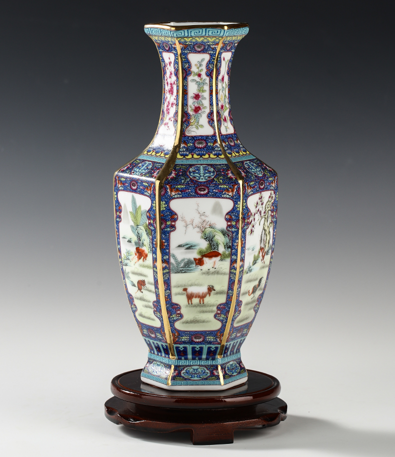 Archaize of jingdezhen ceramics enamel enamel vase Chinese sitting room porch place rich ancient frame ornaments