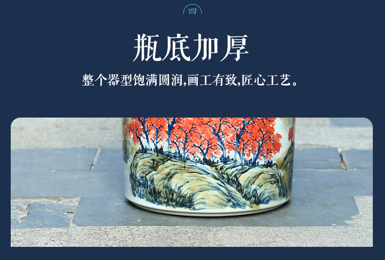 Jingdezhen ceramic hand - made scenery quiver painting and calligraphy scrolls cylinder sitting room ground vase study furnishing articles ornaments