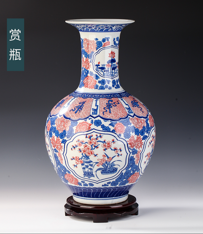 Jingdezhen ceramic vase furnishing articles flower arranging archaize sitting room youligong blue and white porcelain vases, Chinese style household decoration