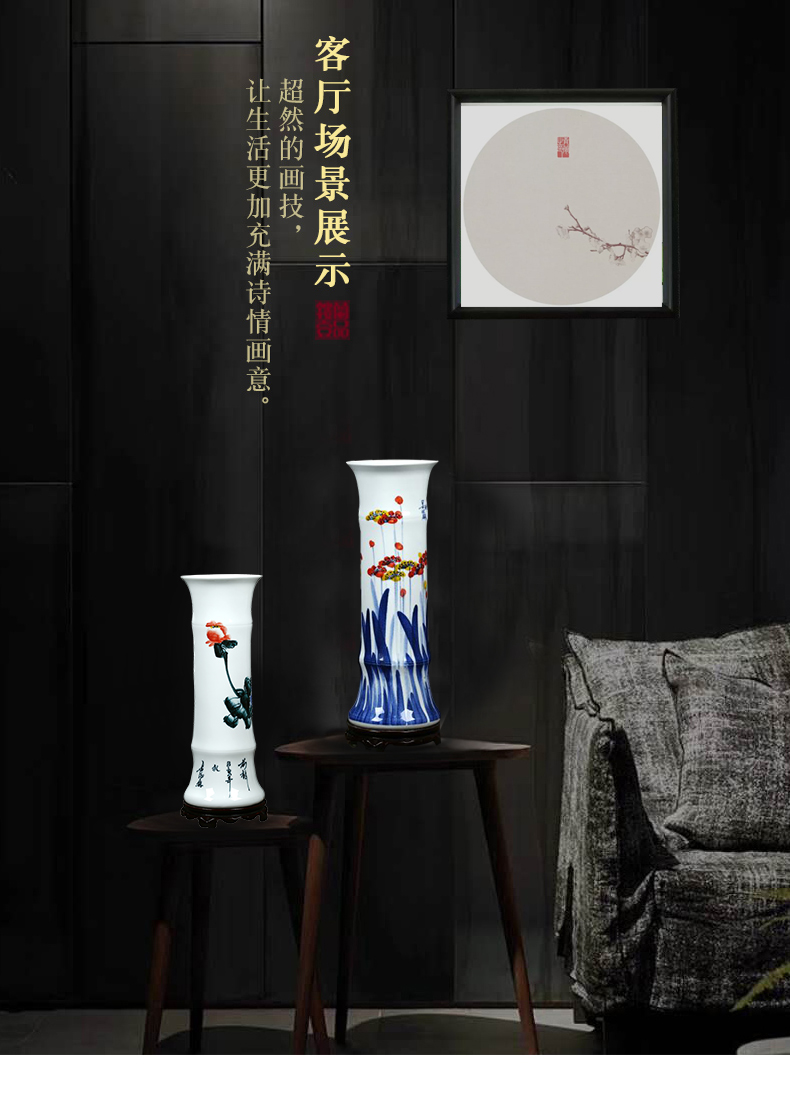 Jingdezhen ceramics vase sitting room adornment of Chinese style household furnishing articles hydroponic lucky bamboo dried flower flower vase