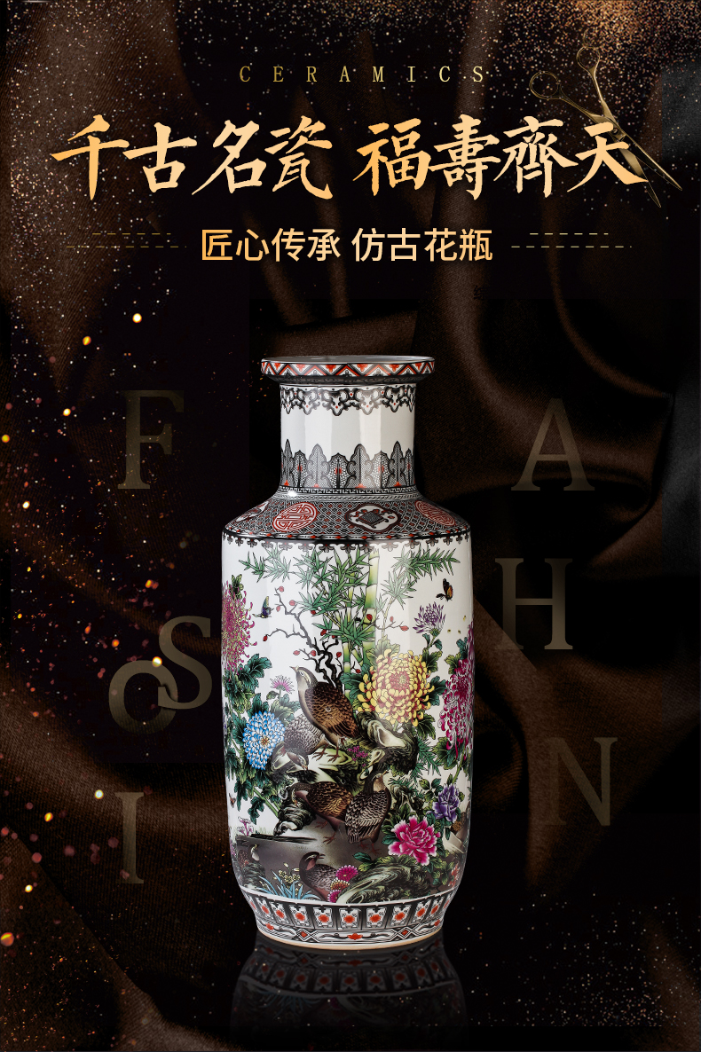 Jingdezhen ceramic famille rose high simulation of large vase flower flower with the sitting room TV ark, furnishing articles ornaments