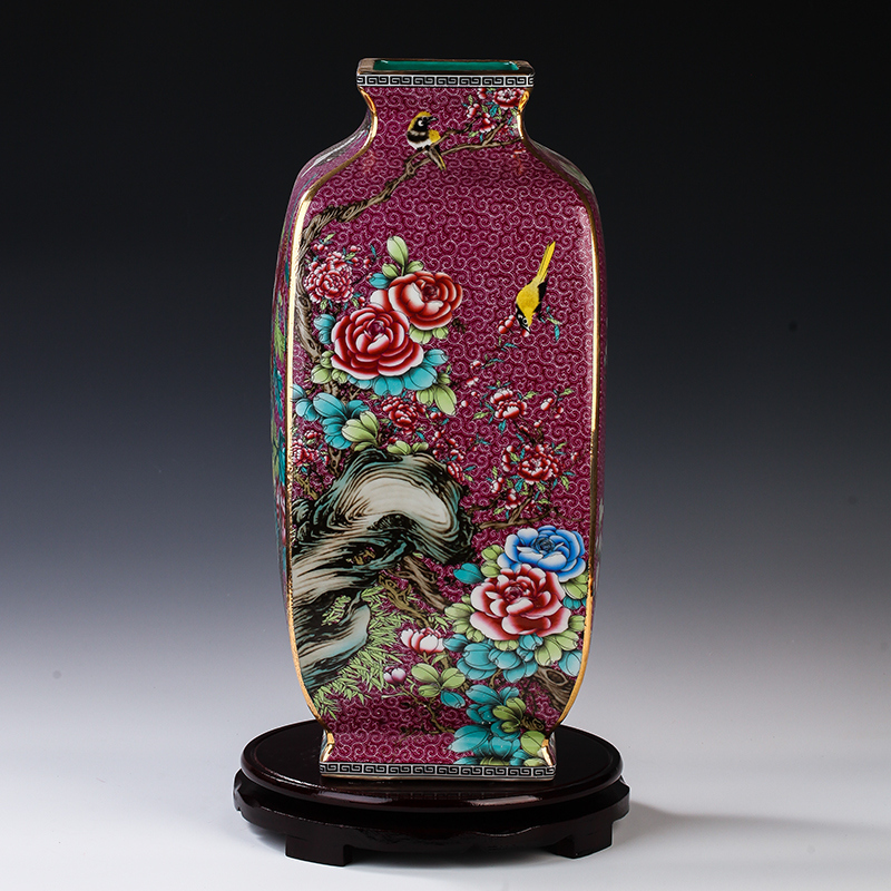 Jingdezhen ceramics see colour enamel pastel archaize square vase TV ark, porch place decoration