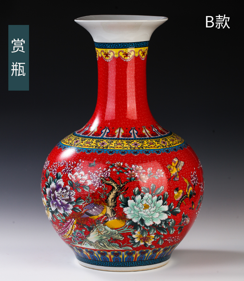 Chinese jingdezhen ceramics colored enamel of large vases, flower, flower arrangement sitting room adornment is placed large