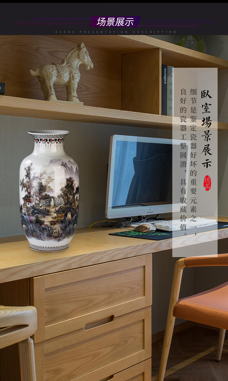 Jingdezhen ceramics powder enamel antique Chinese pine crane live idea gourd vase of large sitting room adornment is placed
