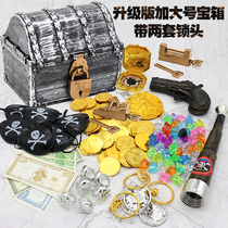 Childrens Treasure Toys Large Treasure Box Gold Coin Gem Treasure Treasure Treasure Treasure Box Pirate Toy Set 3-4